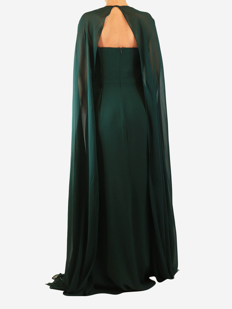 Emerald cape maxi dress - size UK 14