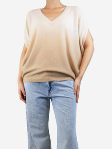 Kujten Neutral cashmere ombre jumper - size UK 10