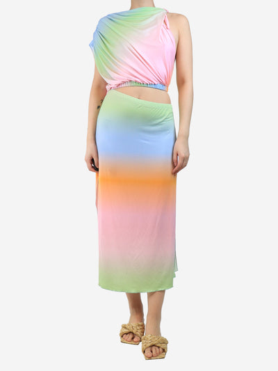 Multicolour asymmetric cutout jersey dress - size UK 8 Dresses Siedres 