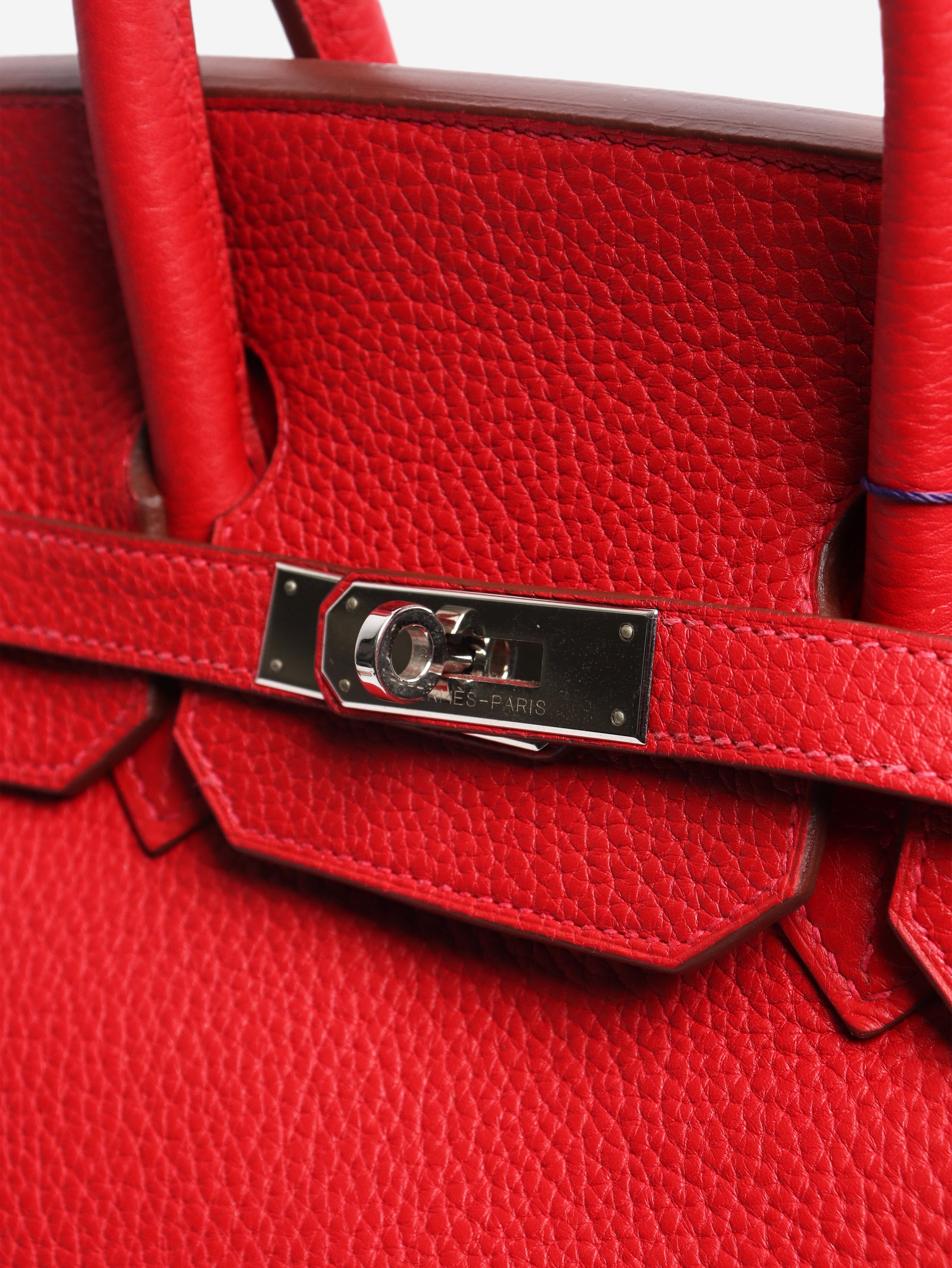 Red 2012 Birkin 35 bag in Clemence leather Top Handle Bags Hermes 
