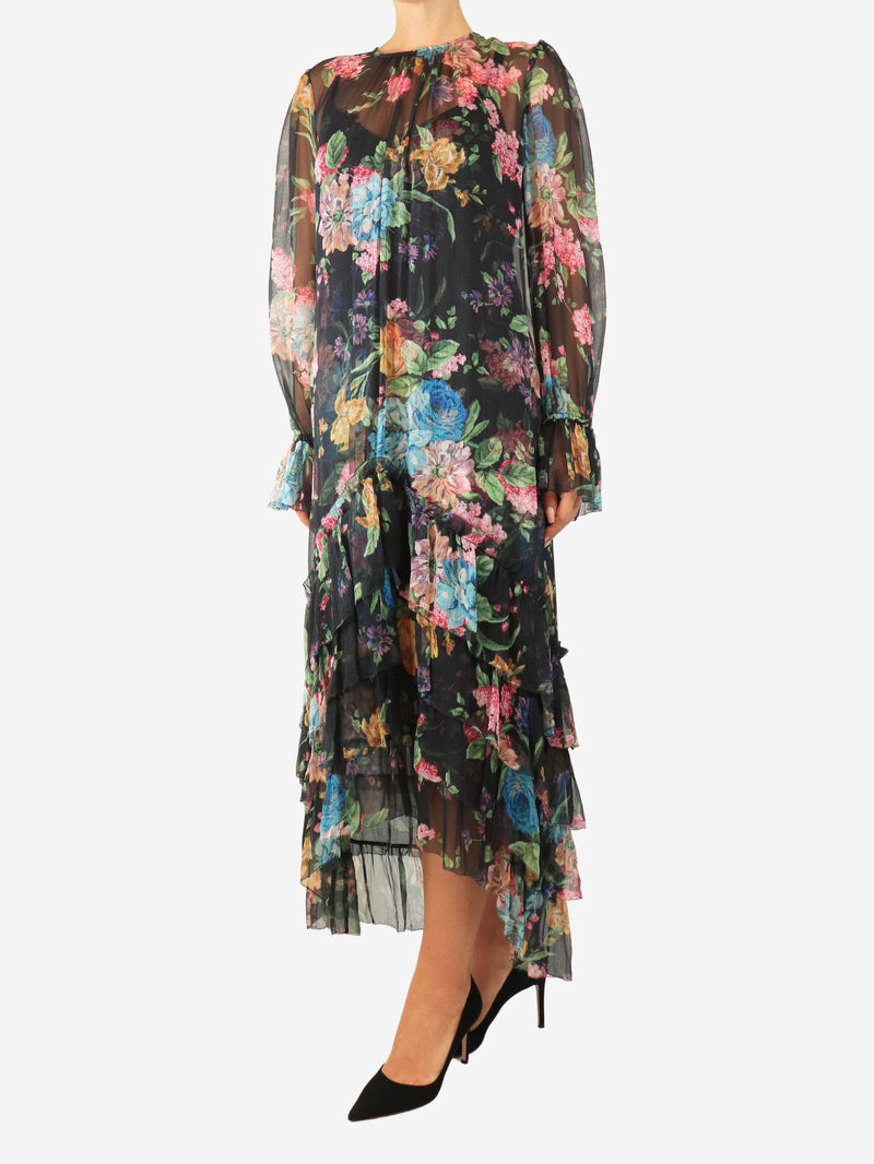 Black floral ruffled sheer dress - size UK 10 Dresses Zimmermann 
