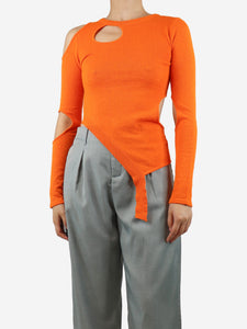 Andersson Bell Orange Bonnie cut-out knit top - size S