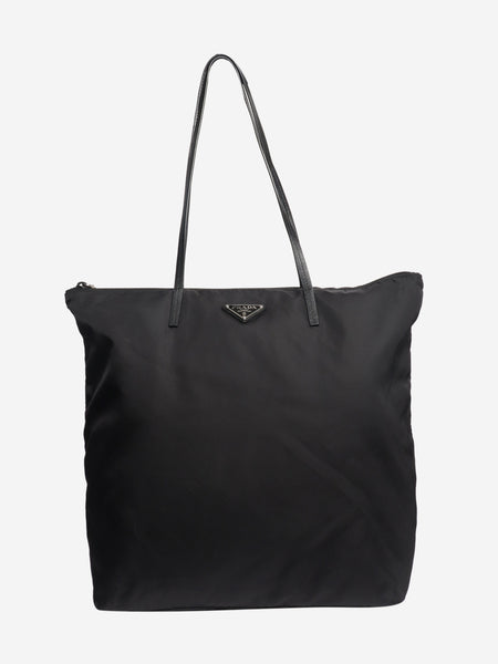 Black nylon tote bag product image