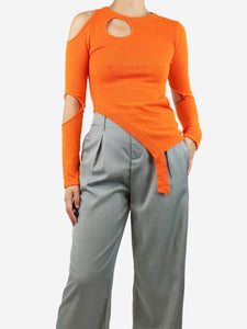 Andersson Bell Orange Bonnie cut-out knit top - size S