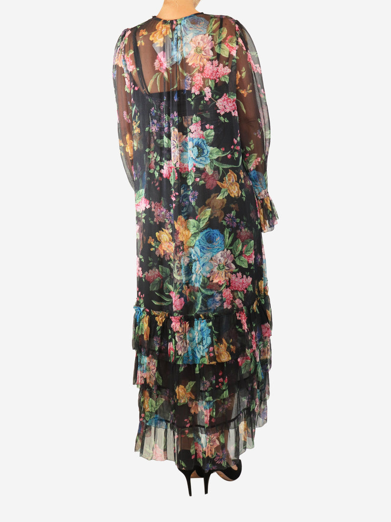 Black floral ruffled sheer dress - size UK 10 Dresses Zimmermann 