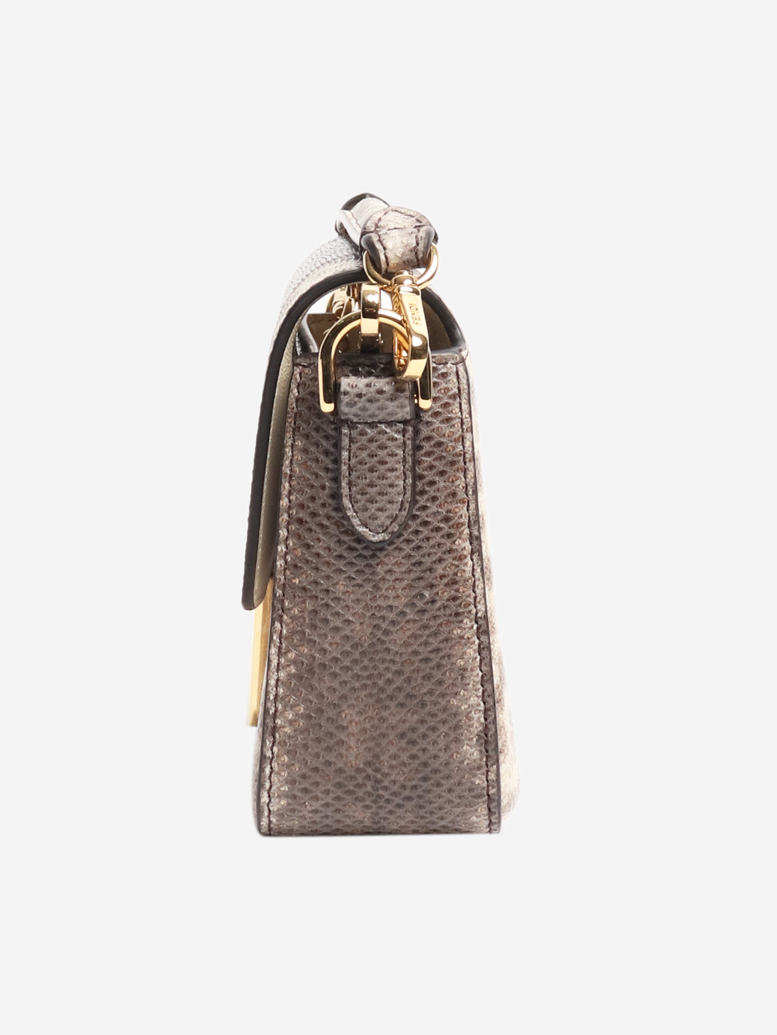 Brown snakeskin mini Baguette bag Cross-body bags Fendi 
