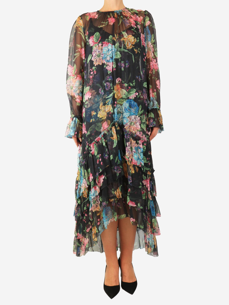 Black floral ruffled sheer dress - size UK 10 Dresses Zimmermann 