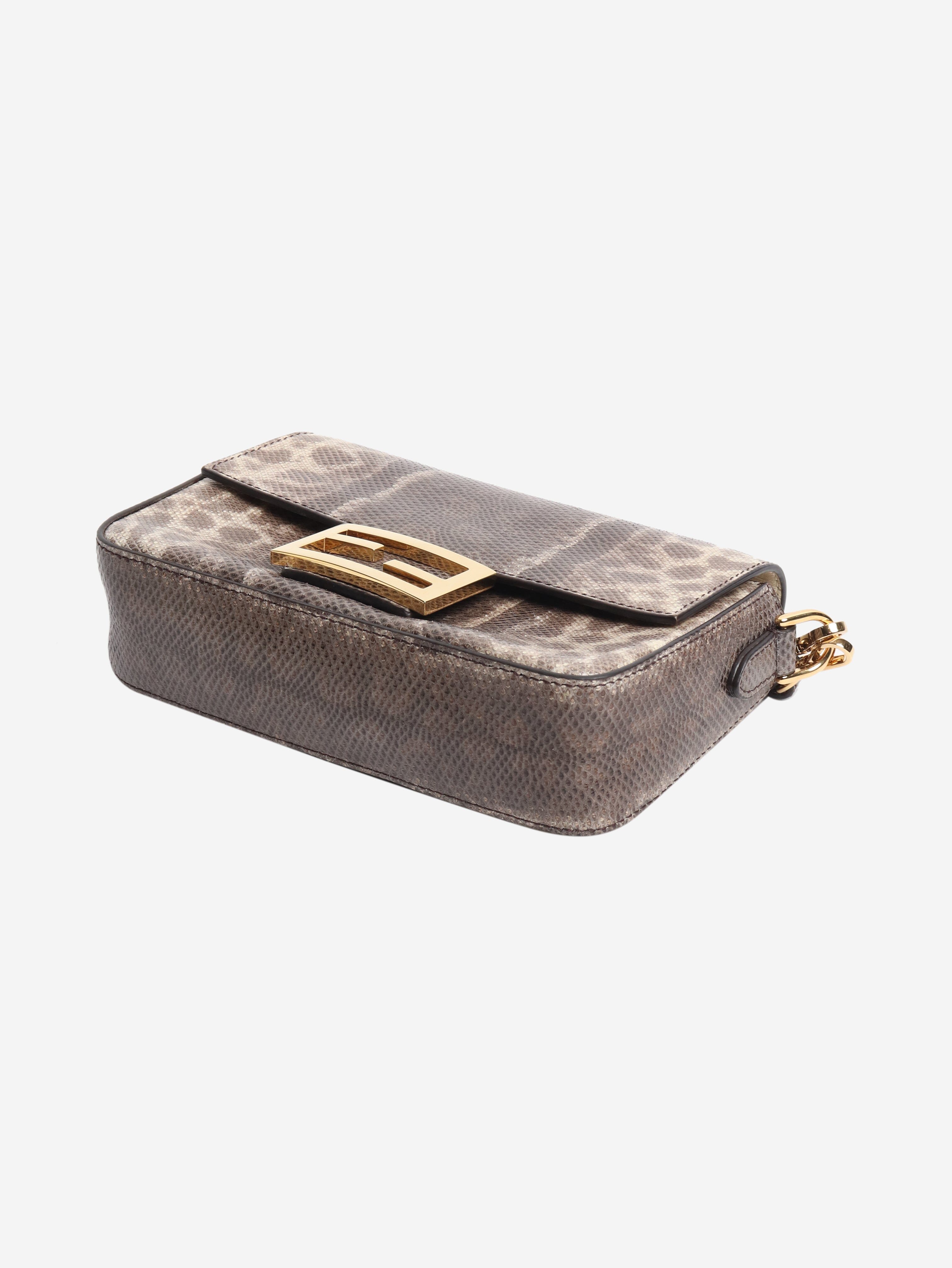 Brown snakeskin mini Baguette bag Cross-body bags Fendi 