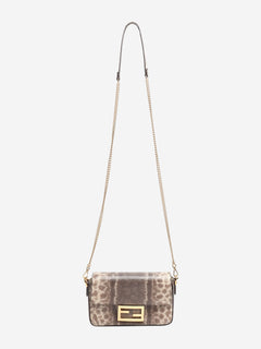 Brown snakeskin mini Baguette bag Cross-body bags Fendi 
