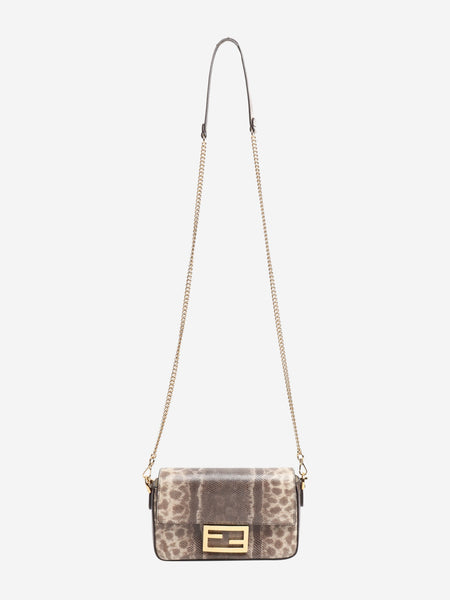 Brown snakeskin mini Baguette bag alternate image