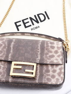 Brown snakeskin mini Baguette bag Cross-body bags Fendi 