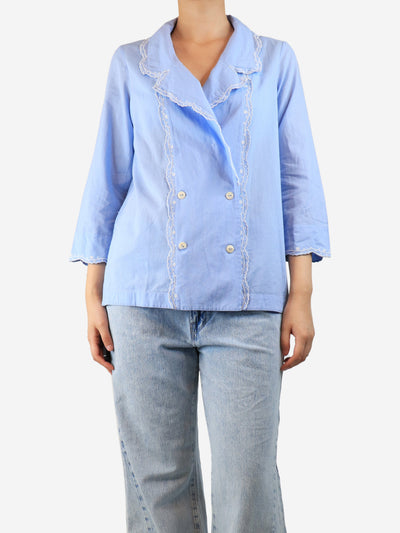 Light blue embroidered shirt blouse - size S Tops Bamford 
