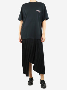 Balenciaga Black cotton t-shirt and pleated midi dress - size UK 6