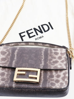 Brown snakeskin mini Baguette bag Cross-body bags Fendi 