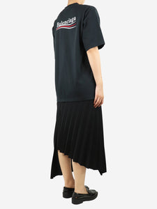 Balenciaga Black cotton t-shirt and pleated midi dress - size UK 6