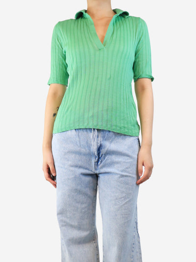 Green ribbed polo top - size M Tops Vince 