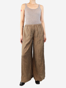 Joseph Brown wide-leg pleated trousers - size UK 10