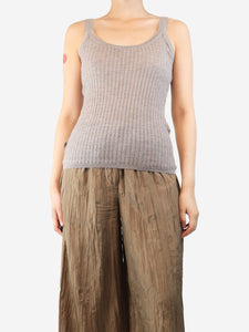 Gabriela Hearst Taupe ribbed tank top and cardigan set - size S