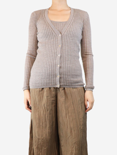 Taupe ribbed tank top and cardigan set - size S Sets Gabriela Hearst 