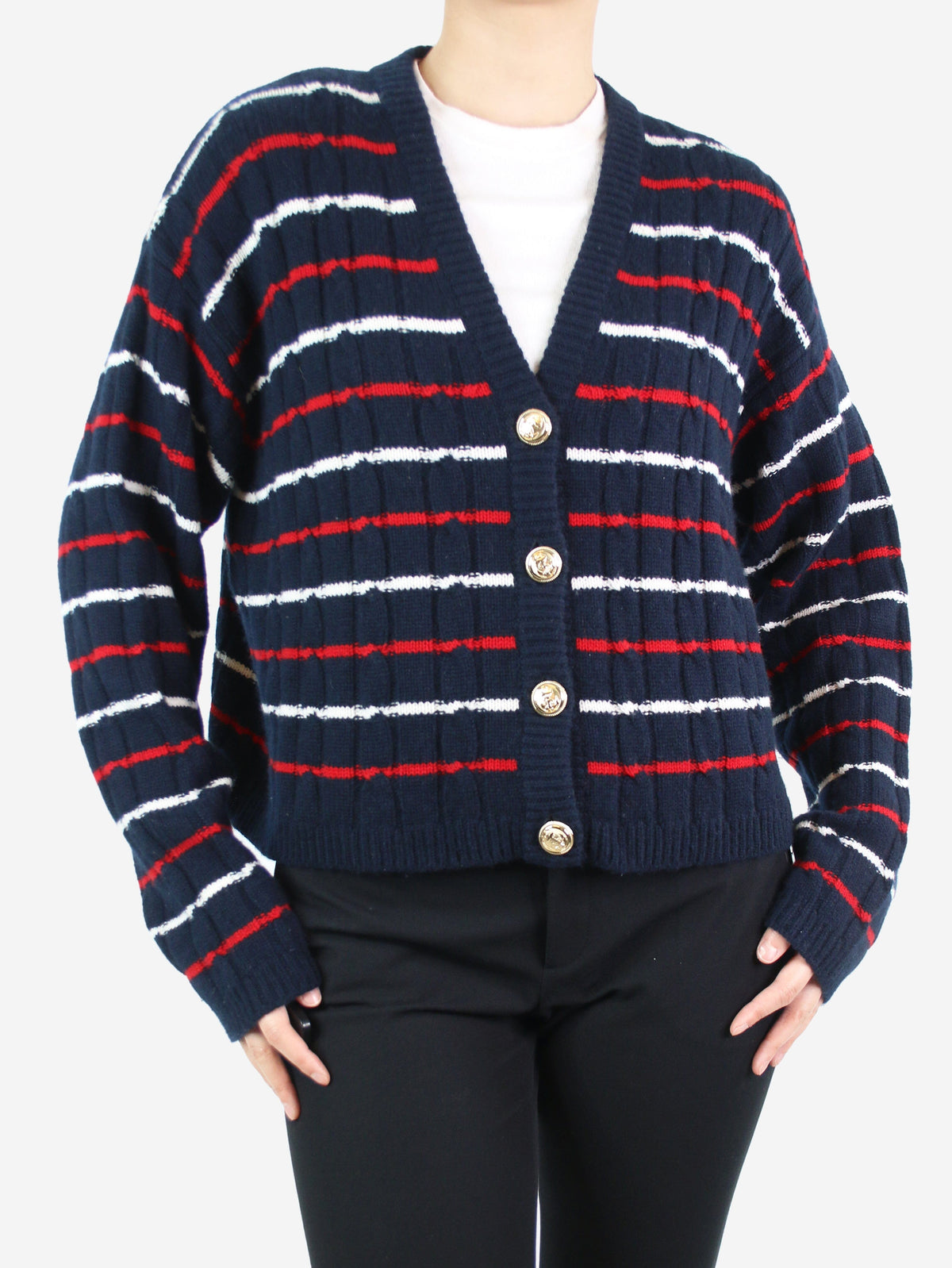 Navy striped cardigan - size IT 38 Knitwear Miu Miu 