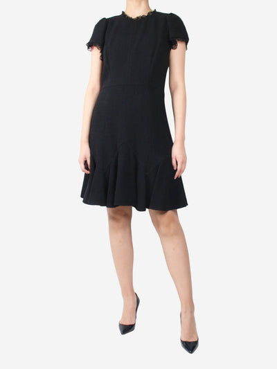 Black tweed lace knee length dress - size UK 10 Dresses Rebecca Taylor
