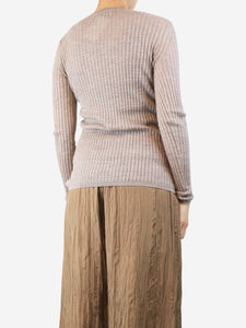 Gabriela Hearst Taupe ribbed tank top and cardigan set - size S
