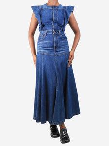 Chloe Dusky blue denim maxi dress - size UK 10
