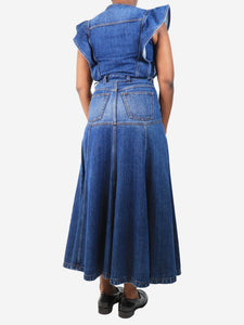 Chloe Dusky blue denim maxi dress - size UK 10