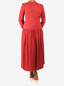 Vilshenko Vilshenko Burgundy lace maxi dress - size UK 12