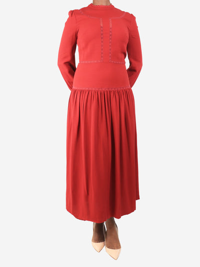 Vilshenko Burgundy lace maxi dress - size UK 12 Dresses Vilshenko 