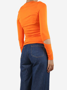 Ganni Orange ruched cut-out top - size UK 8