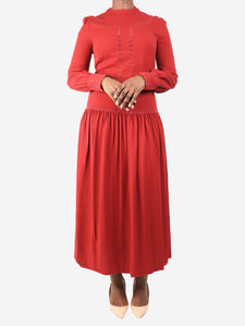 Vilshenko Vilshenko Burgundy lace maxi dress - size UK 12