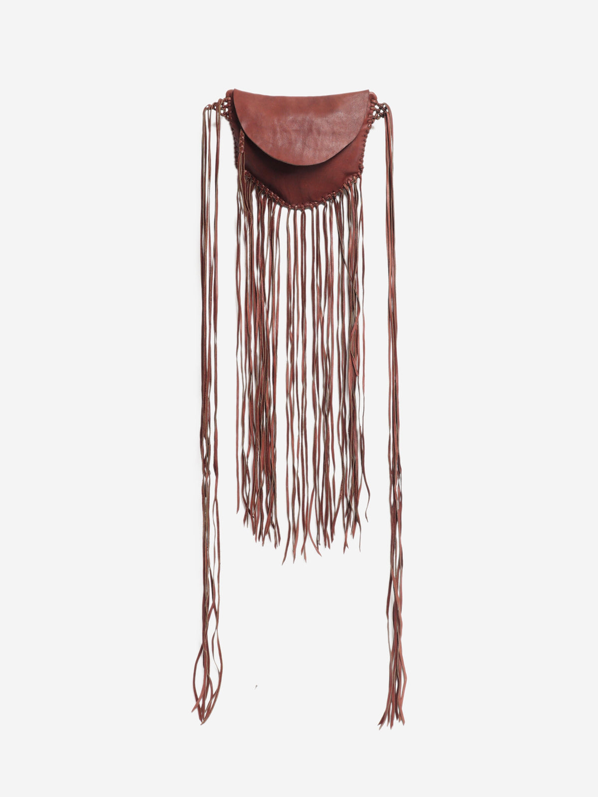 Pinkish brown leather tassel clutch bag