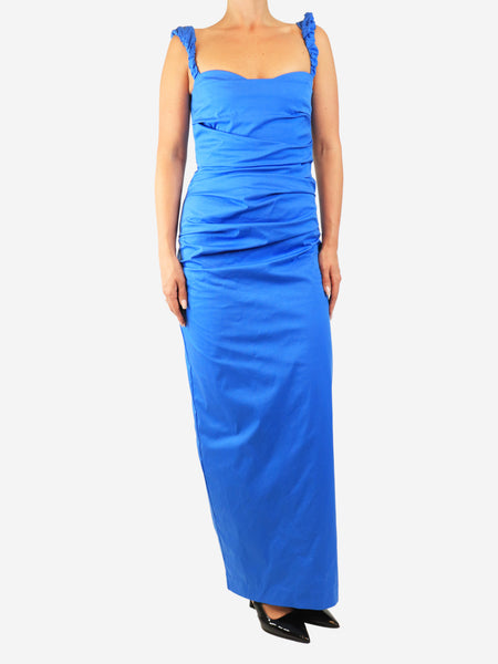 Blue Ruched maxi dress - size UK 10 product image