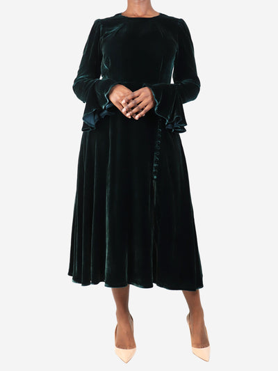 Green velvet midi dress - size UK 12 Dresses Beulah 