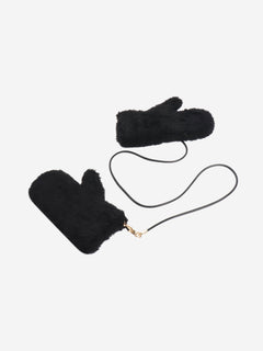 Black teddy mittens - size M Gloves Max Mara 