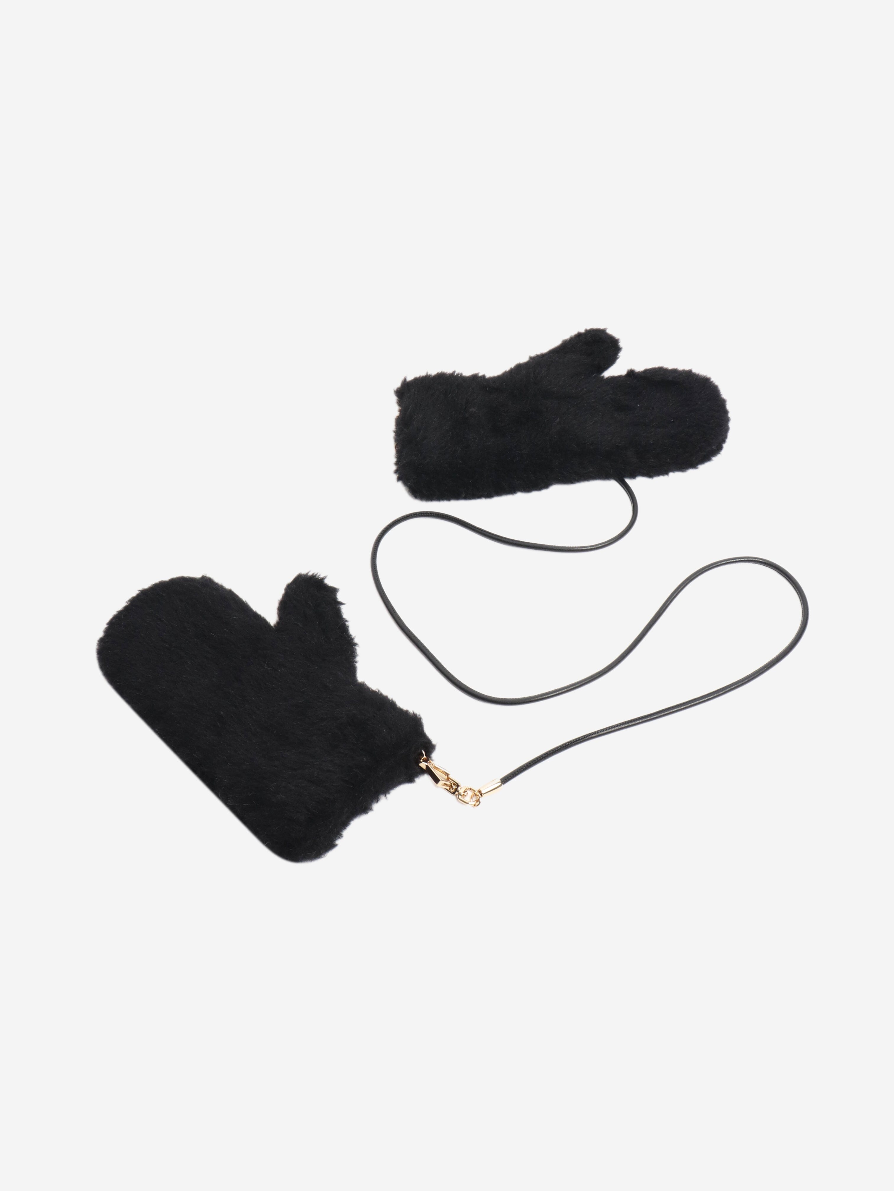 Black teddy mittens - size M Gloves Max Mara 