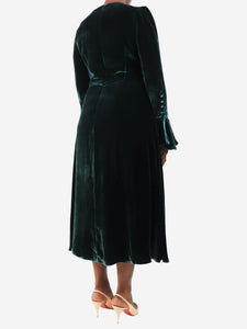 Beulah Green velvet midi dress - size UK 12