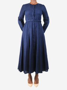 Gabriela Hearst Navy pleated midi dress - size UK 10