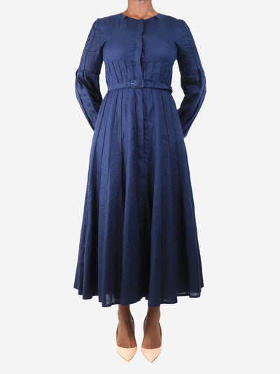 Navy pleated midi dress - size UK 10 Dresses Gabriela Hearst 