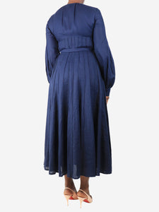 Gabriela Hearst Navy pleated midi dress - size UK 10