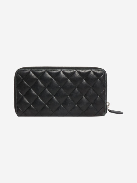 Black long quilted zip wallet alternate image
