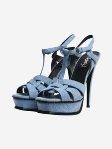 Saint Laurent Blue denim platform sandal heels - size EU 39.5 (UK 6.5)