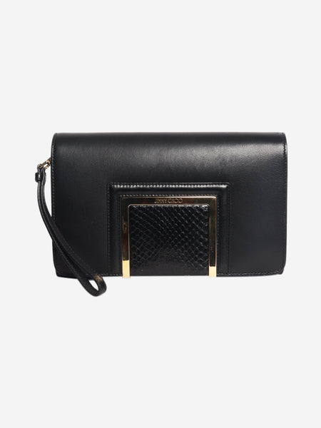 Black leather clutch product image