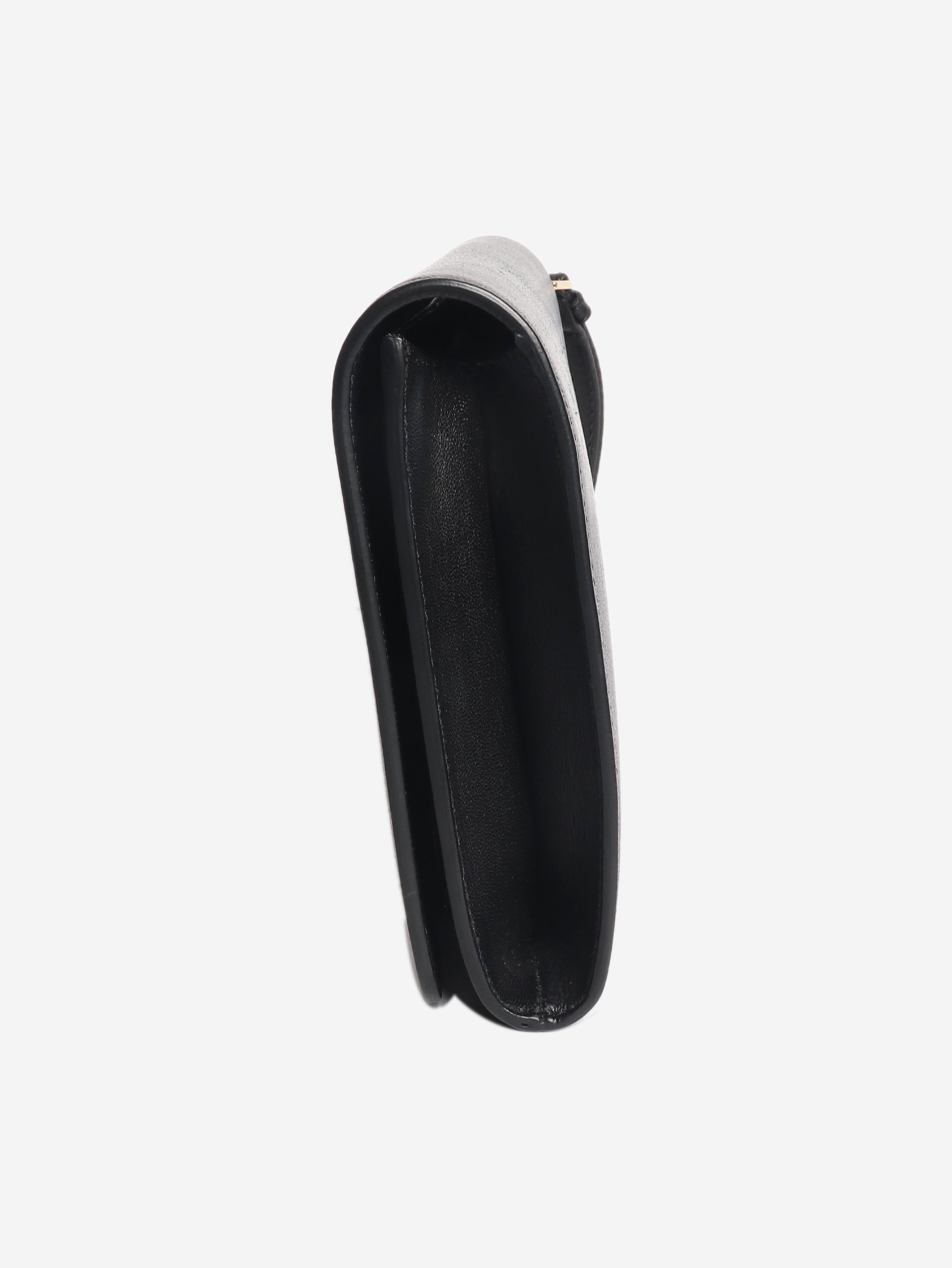 Black leather clutch
