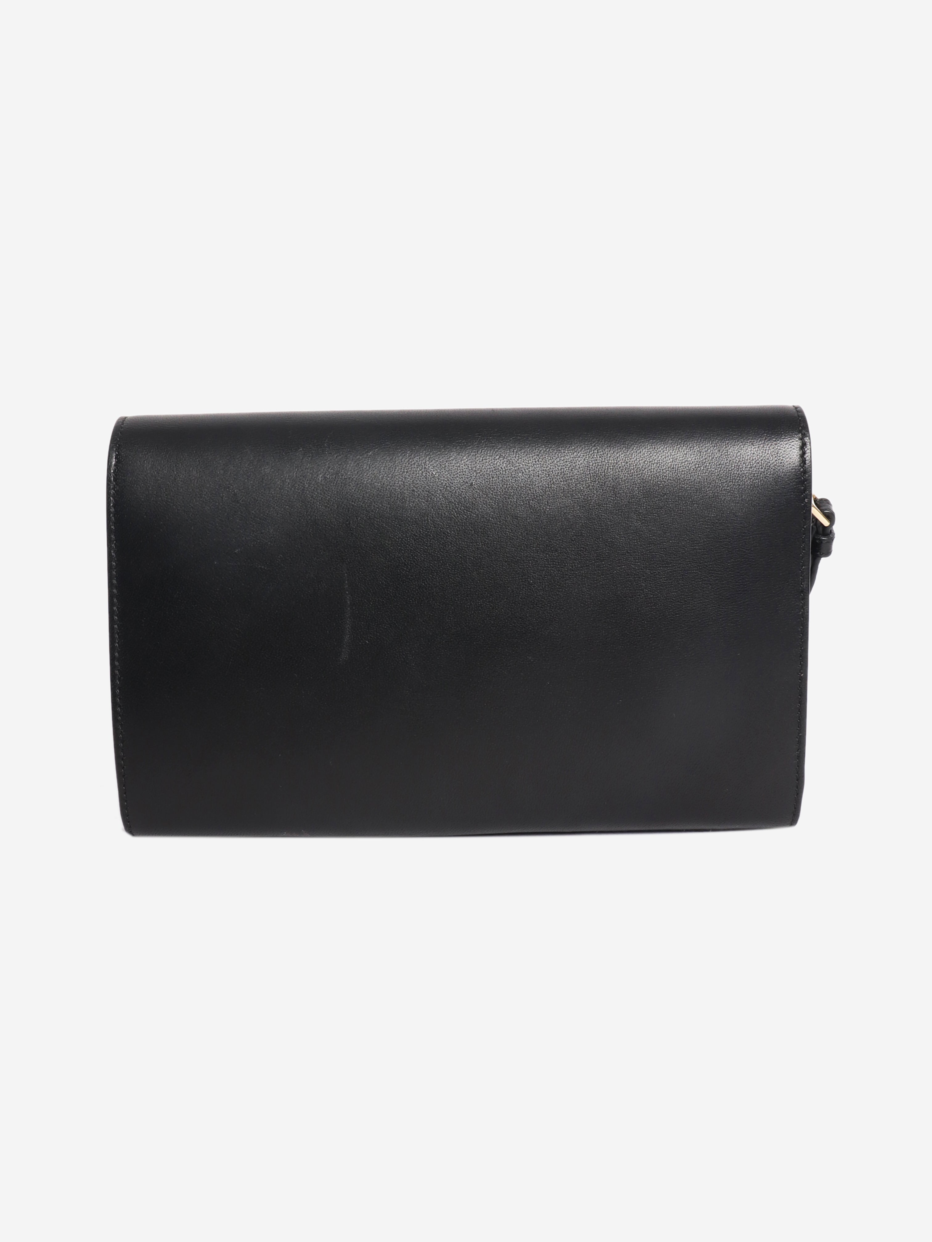 Black leather clutch