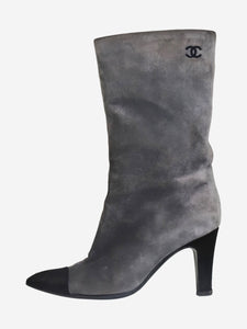 Chanel Grey suede boots with pointed toe - size EU 36.5