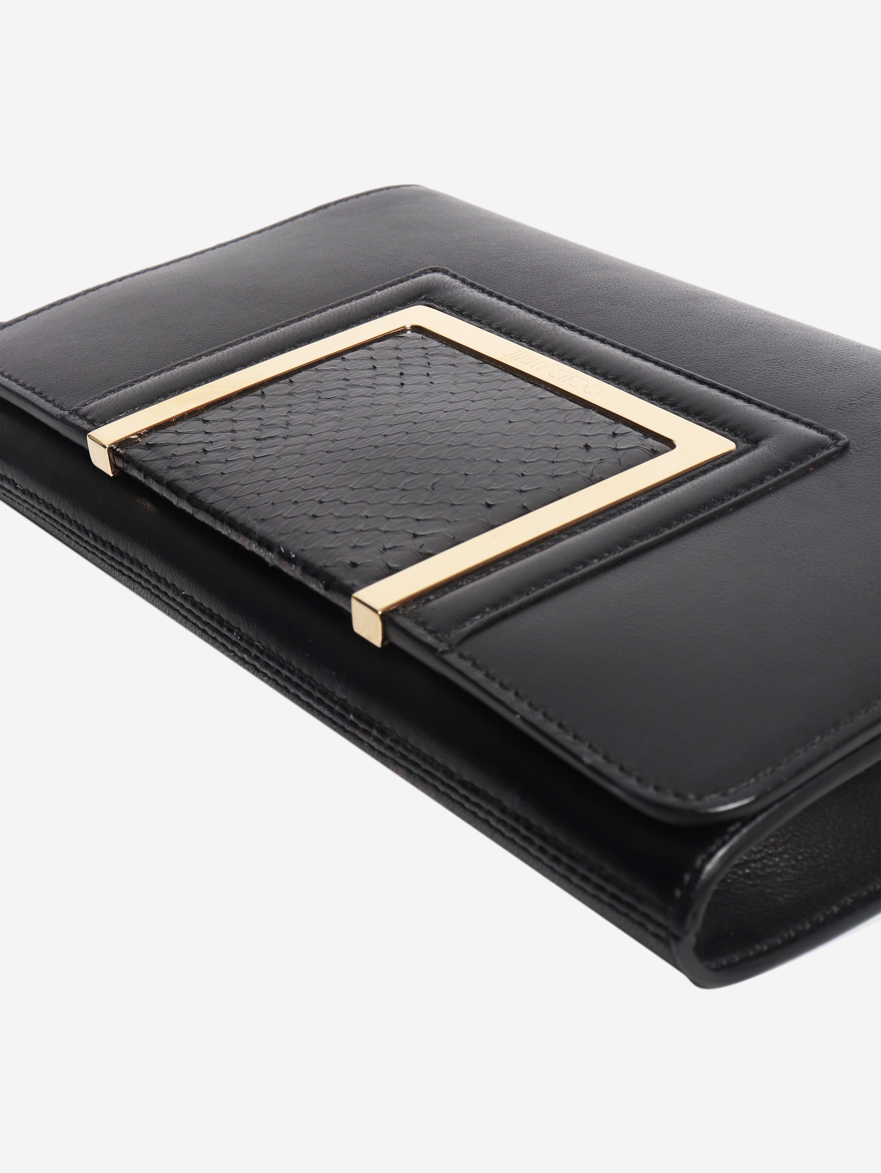 Black leather clutch