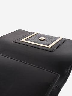 Black leather clutch