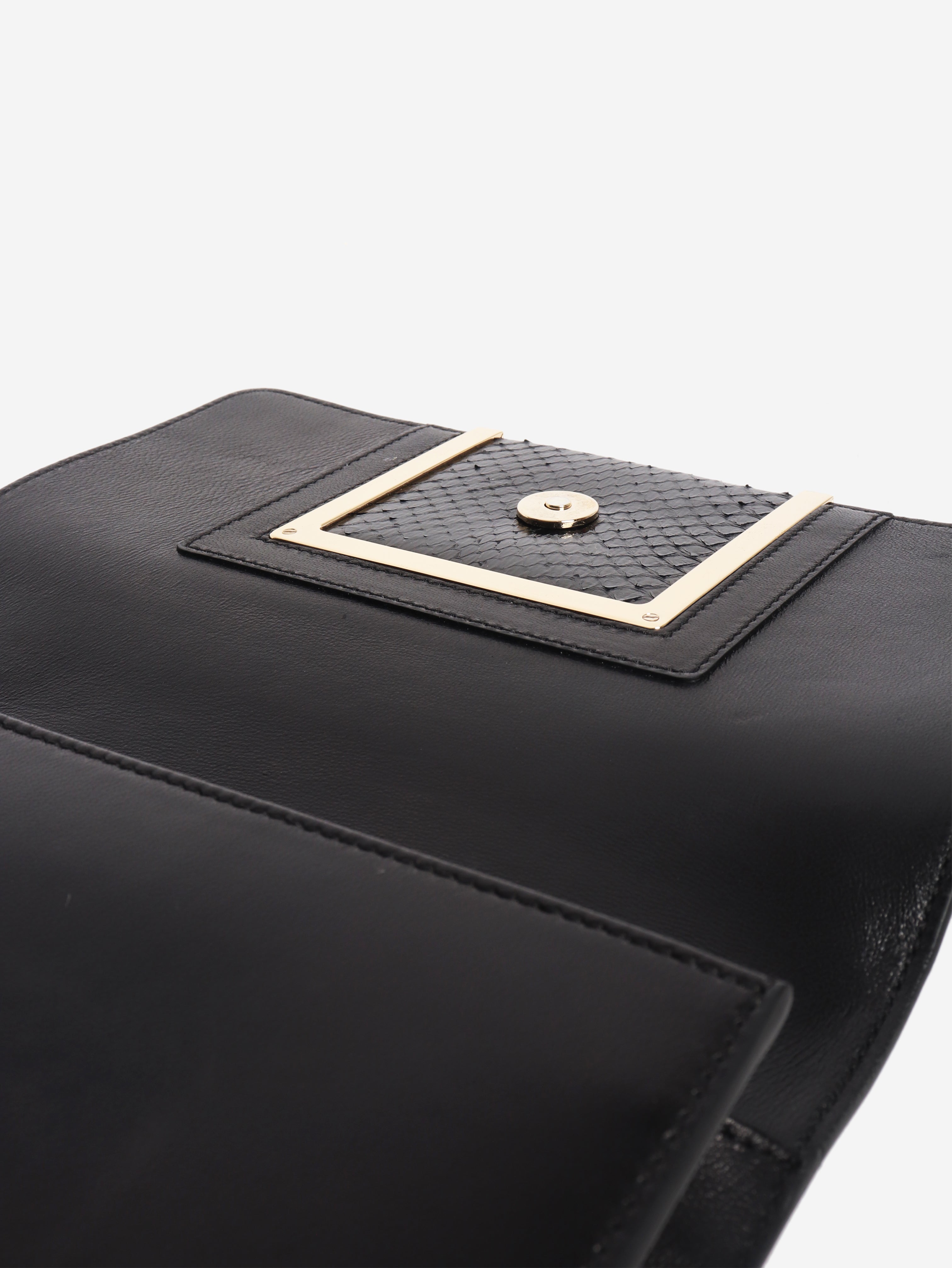 Black leather clutch